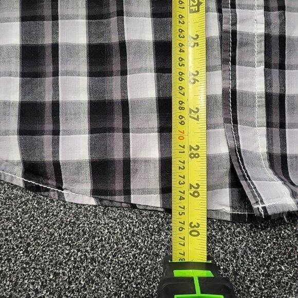 Pop Icon Clothing Men's Shirt Size XL Embroidered Dome Snap Black & White Plaid - Picture 11 of 12